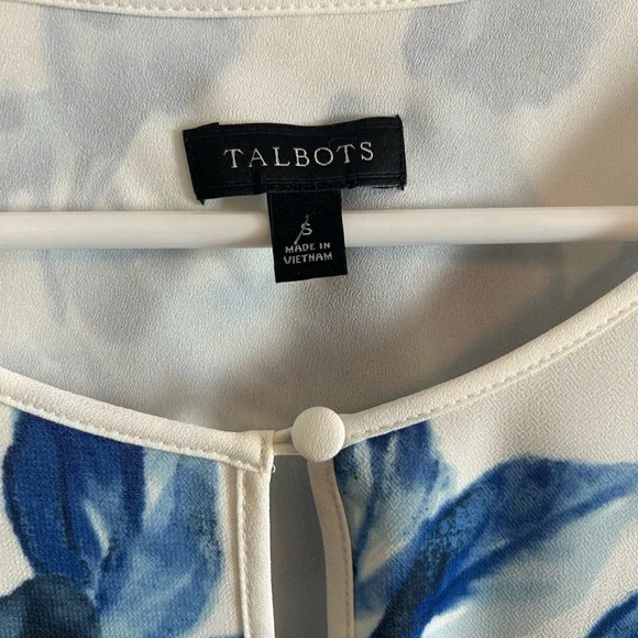Talbots Blue and White Floral Blouse - Picture 4 of 7